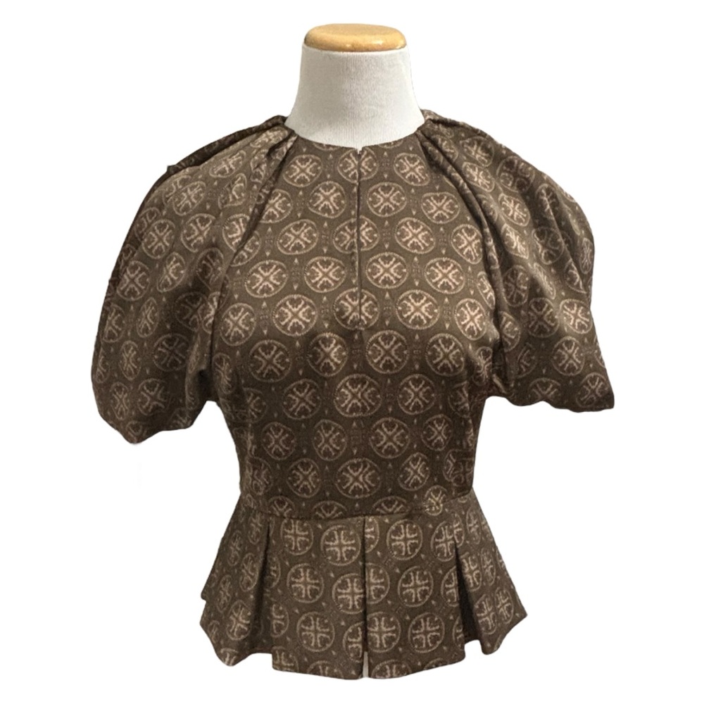 Antonio Melani x Courtney Grow Delphine Medallion Printed Ruffle Hem Blouse Sz 6